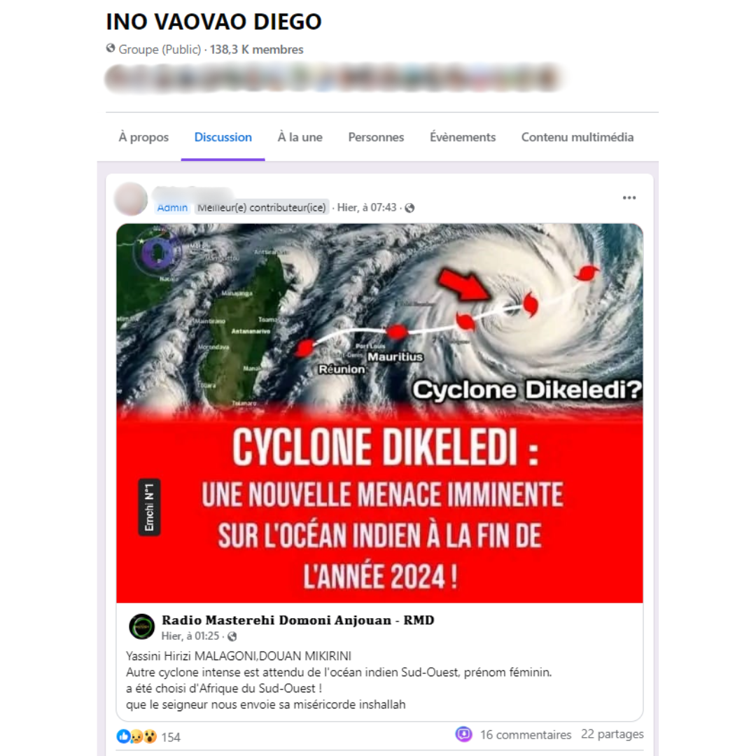 Dikeledi – Une nouvelle menace cyclonique sur l’océan Indien pour la fin de l’année 2024 ? – FAUX