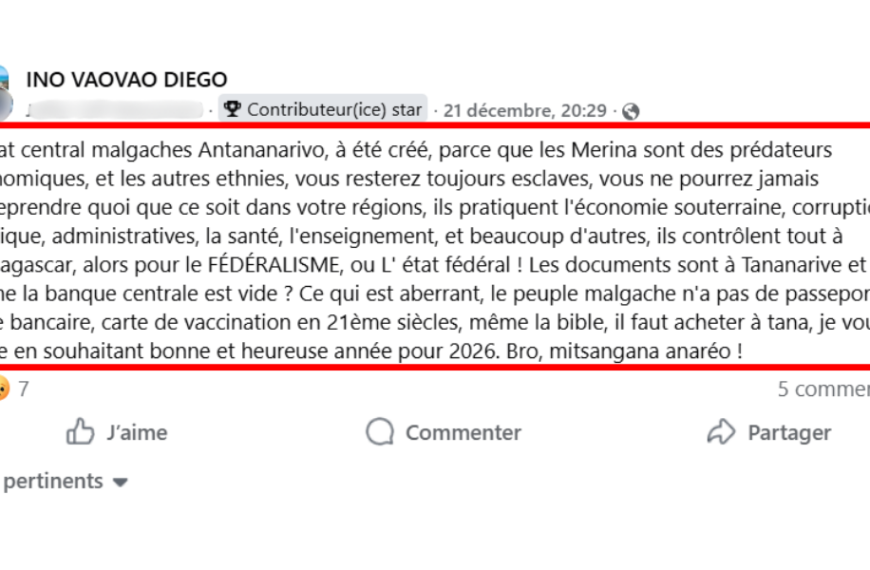 ALERTE : Discours de haine à caractère ethnique attisant les clivages intercommunautaires