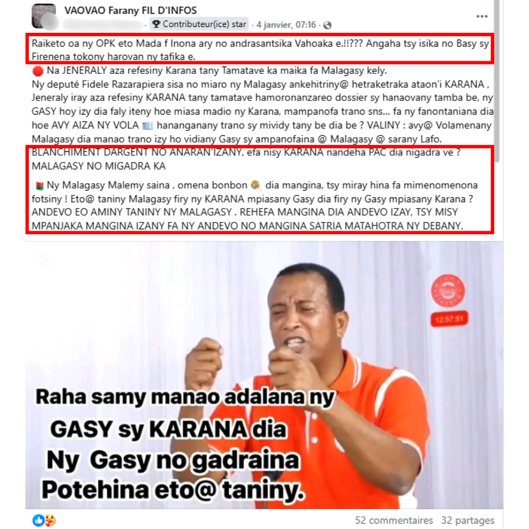 ALERTE: Discours xénophobe et incitation à la violence contre la communauté indo-pakistanaise à Madagascar