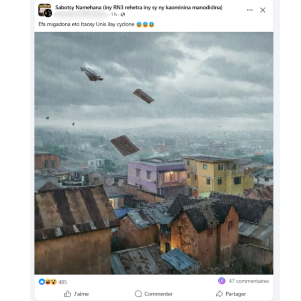 Cyclone Gezani : des images trompeuses circulent sur Facebook