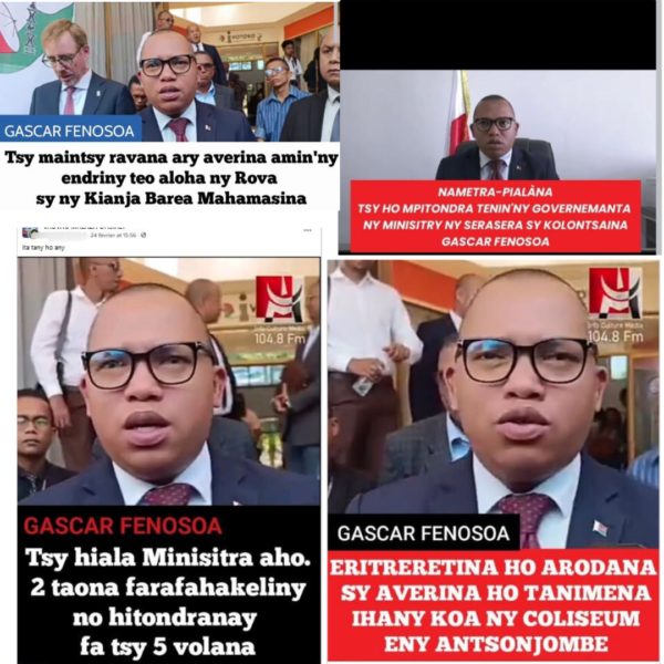 Des publications virales attribuent de faux propos au ministre Gascar Fenosoa