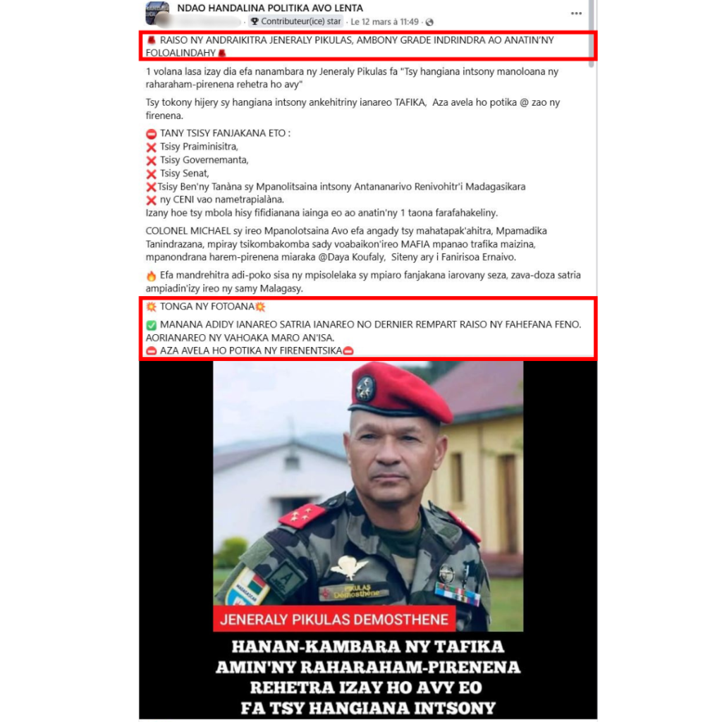 ALERTE: Incitation à la prise de pouvoir militaire et accusations graves contre les autorités nationales