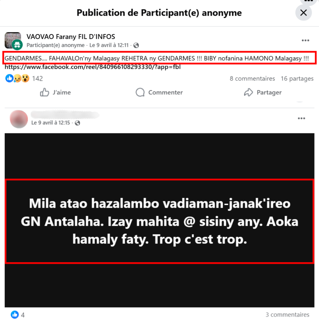 ALERTE : Incitation à la haine et à la violence contre des gendarmes et leur entourage