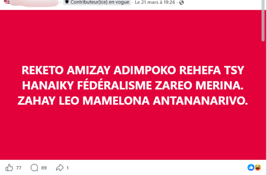 ALERTE: Discours incitant à la haine et au conflit ethnique