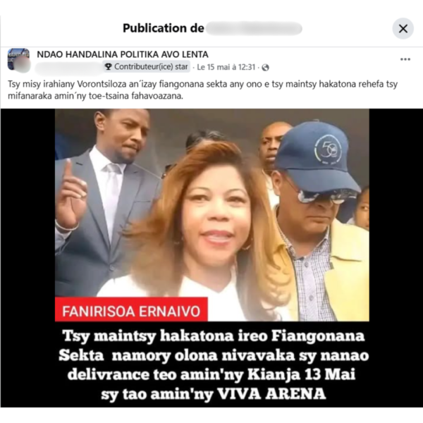 Fermeture d’églises « sectaires » : une fausse déclaration attribuée à la Ministre de la Justice circule sur Facebook