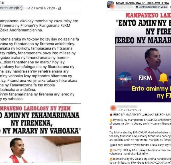 FJKM et Refondation : des publications Facebook amplifient et déforment le message officiel du pasteur Zaka Andriamampianina
