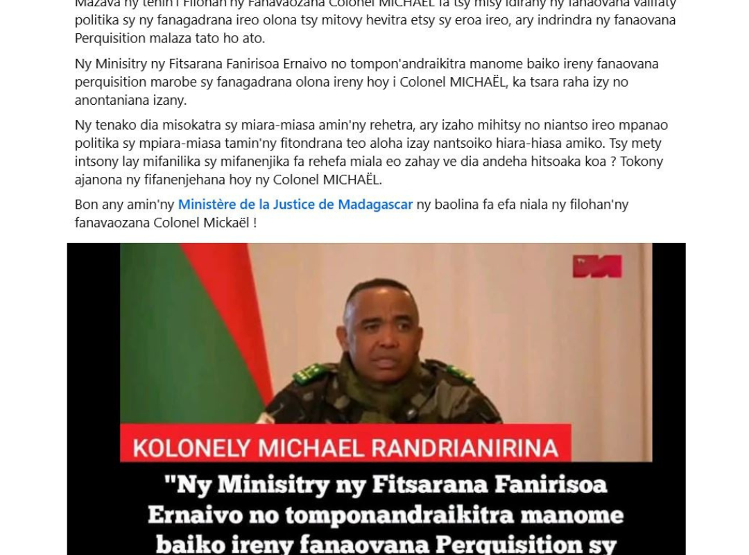 Intervention du PRRM sur la chaîne nationale : des propos amplifiés et sortis de leur contexte circulent sur Facebook