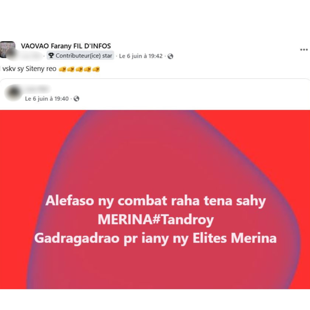 ALERTE: Publication stigmatisante et appel à la confrontation entre les communautés Merina et Antandroy
