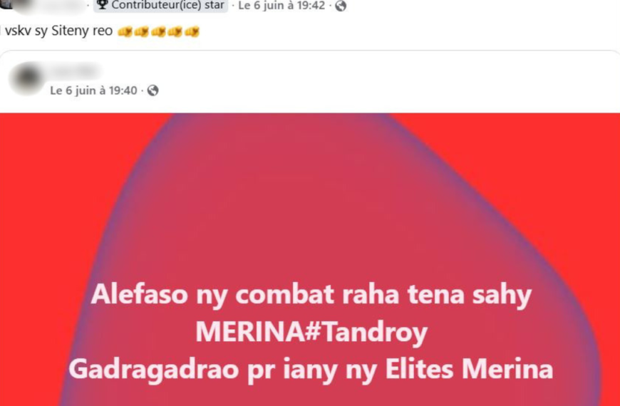 ALERTE: Publication stigmatisante et appel à la confrontation entre les communautés Merina et Antandroy