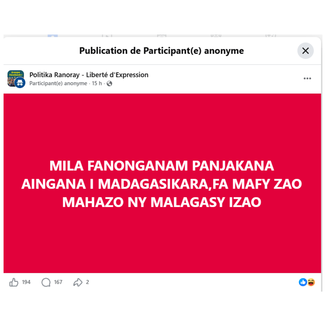 ALERTE : Discours subversif appelant au coup d&rsquo;Etat