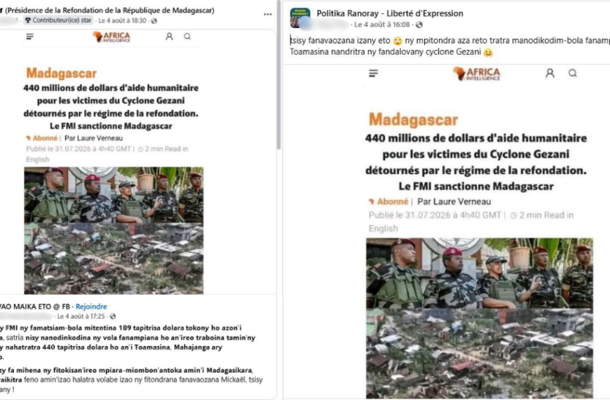 Article attribué à Africa Intelligence : des informations fabriquées circulent sur Facebook