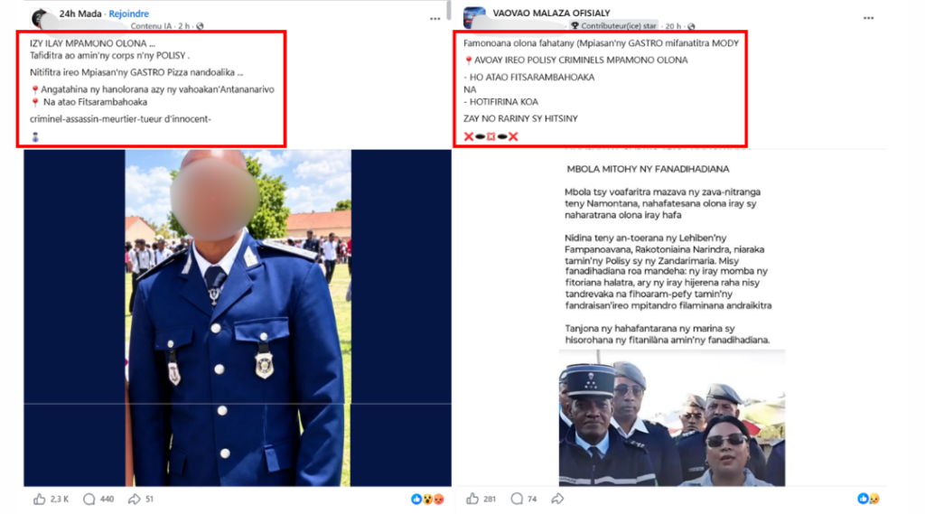 ALERTE : Appel à la violence visant des éléments de la police nationale
